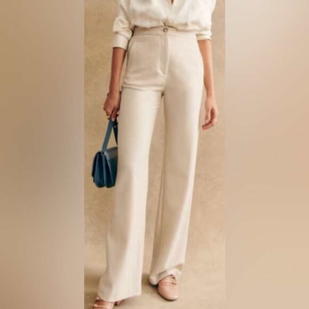 Sezane Martin Trousers Mottled Ecru - Size 10